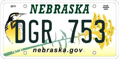 NE license plate DGR753
