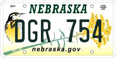 NE license plate DGR754