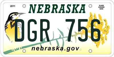 NE license plate DGR756