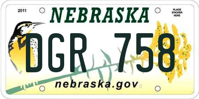 NE license plate DGR758