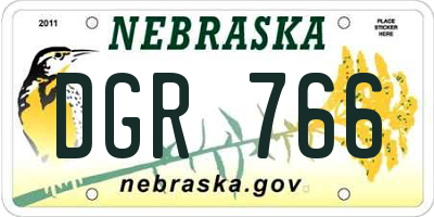 NE license plate DGR766