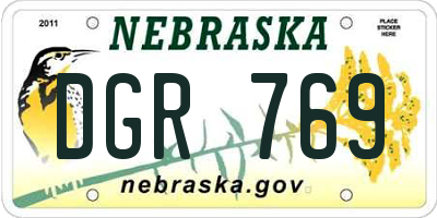 NE license plate DGR769