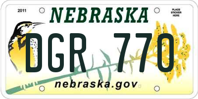 NE license plate DGR770