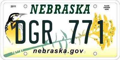 NE license plate DGR771