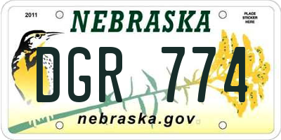 NE license plate DGR774