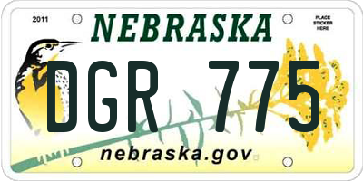 NE license plate DGR775