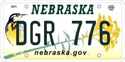 NE license plate DGR776