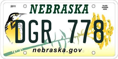 NE license plate DGR778