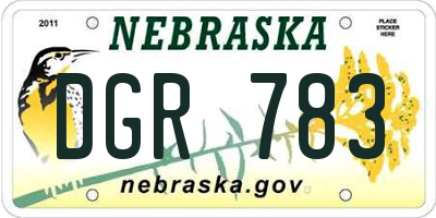 NE license plate DGR783