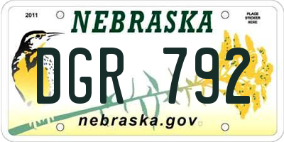 NE license plate DGR792