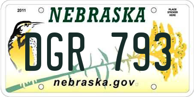 NE license plate DGR793