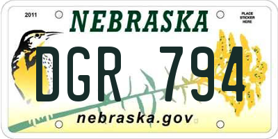 NE license plate DGR794