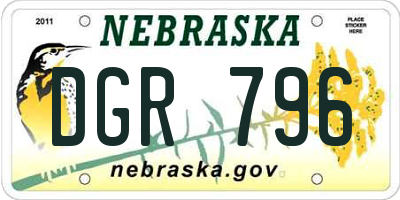 NE license plate DGR796