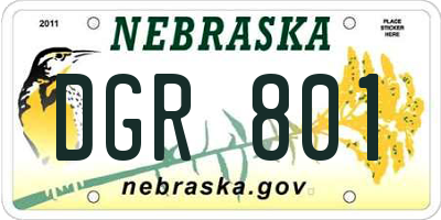 NE license plate DGR801