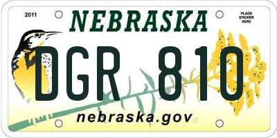 NE license plate DGR810