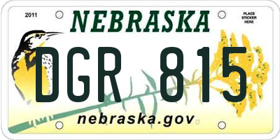 NE license plate DGR815