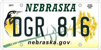 NE license plate DGR816