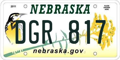 NE license plate DGR817