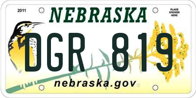 NE license plate DGR819