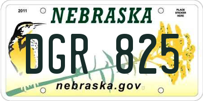 NE license plate DGR825