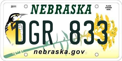 NE license plate DGR833