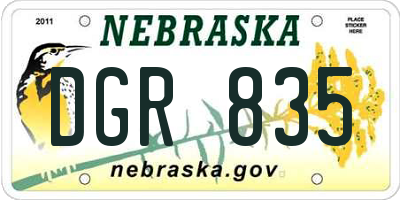 NE license plate DGR835