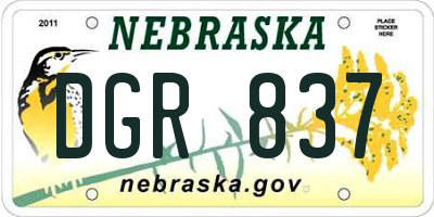NE license plate DGR837