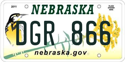 NE license plate DGR866