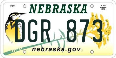 NE license plate DGR873