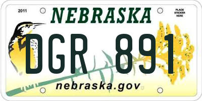 NE license plate DGR891