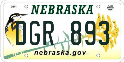 NE license plate DGR893
