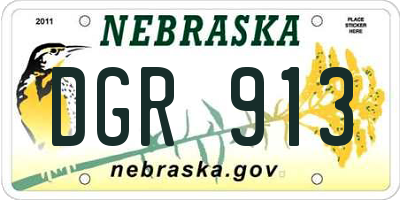 NE license plate DGR913