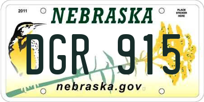 NE license plate DGR915