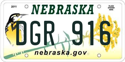 NE license plate DGR916