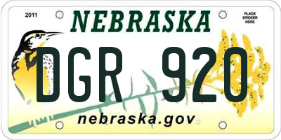 NE license plate DGR920