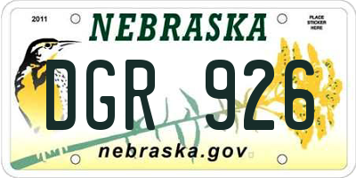 NE license plate DGR926