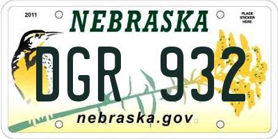 NE license plate DGR932