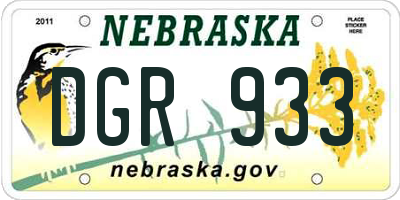 NE license plate DGR933