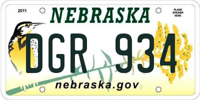NE license plate DGR934