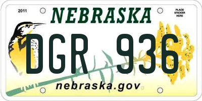 NE license plate DGR936
