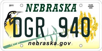 NE license plate DGR940