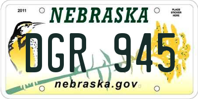 NE license plate DGR945