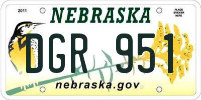 NE license plate DGR951