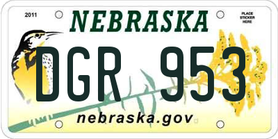 NE license plate DGR953