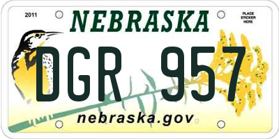 NE license plate DGR957