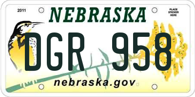 NE license plate DGR958