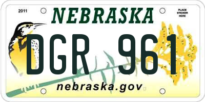 NE license plate DGR961