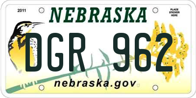 NE license plate DGR962