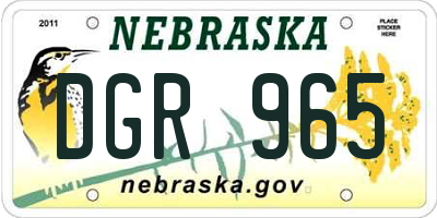 NE license plate DGR965