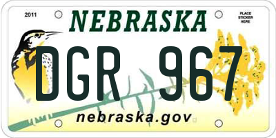NE license plate DGR967